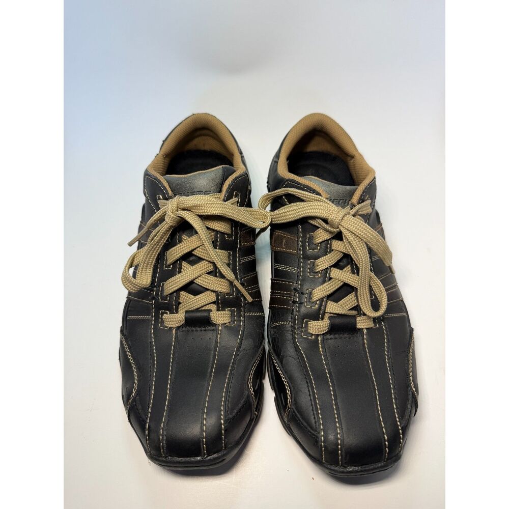 Skechers Diameter Vassell Men’s 7.5 Black Brown Leather Sneakers Y2K 62607